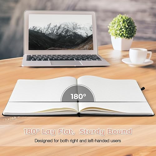 Miniatura 3 de Cuaderno rayado, cuaderno de cuero de tapa dura de 8.5 x 11 pulgadas para el trabajo, cuaderno de rayas anchas para mujeres y hombres, papel grueso