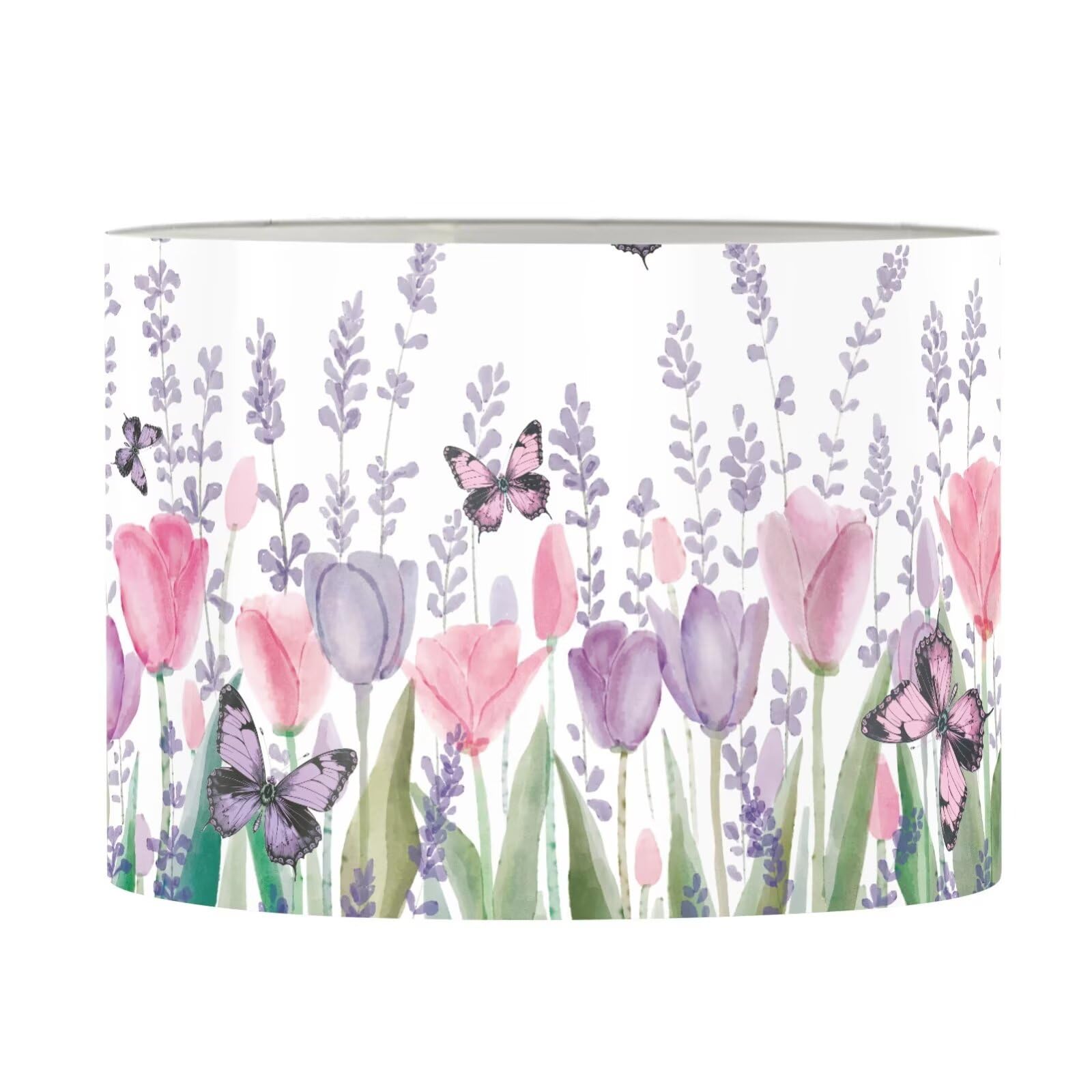 FANCOSAN Butterfly Tulip Drum Lampshades Cover Trendy Lamp Shade for Modern Bedroom Living Room Desk Table Nightstand Light Decor M
