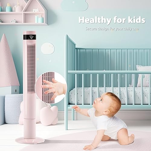 Miniatura 32 de Antarctic Star Ventilador de torre portátil eléctrico oscilante, ventilador silencioso de refrigeración con control remoto sin aspas. Ventiladores