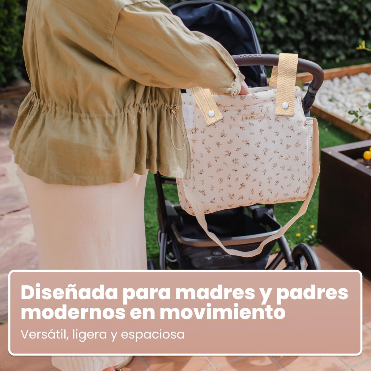 MIMUSELINA Bolso Carro Bebe | Pañalera Bebe organizador para silla paseo con gran capacidad | Bolso Maternidad Elegante y Práctico | Hecho en España