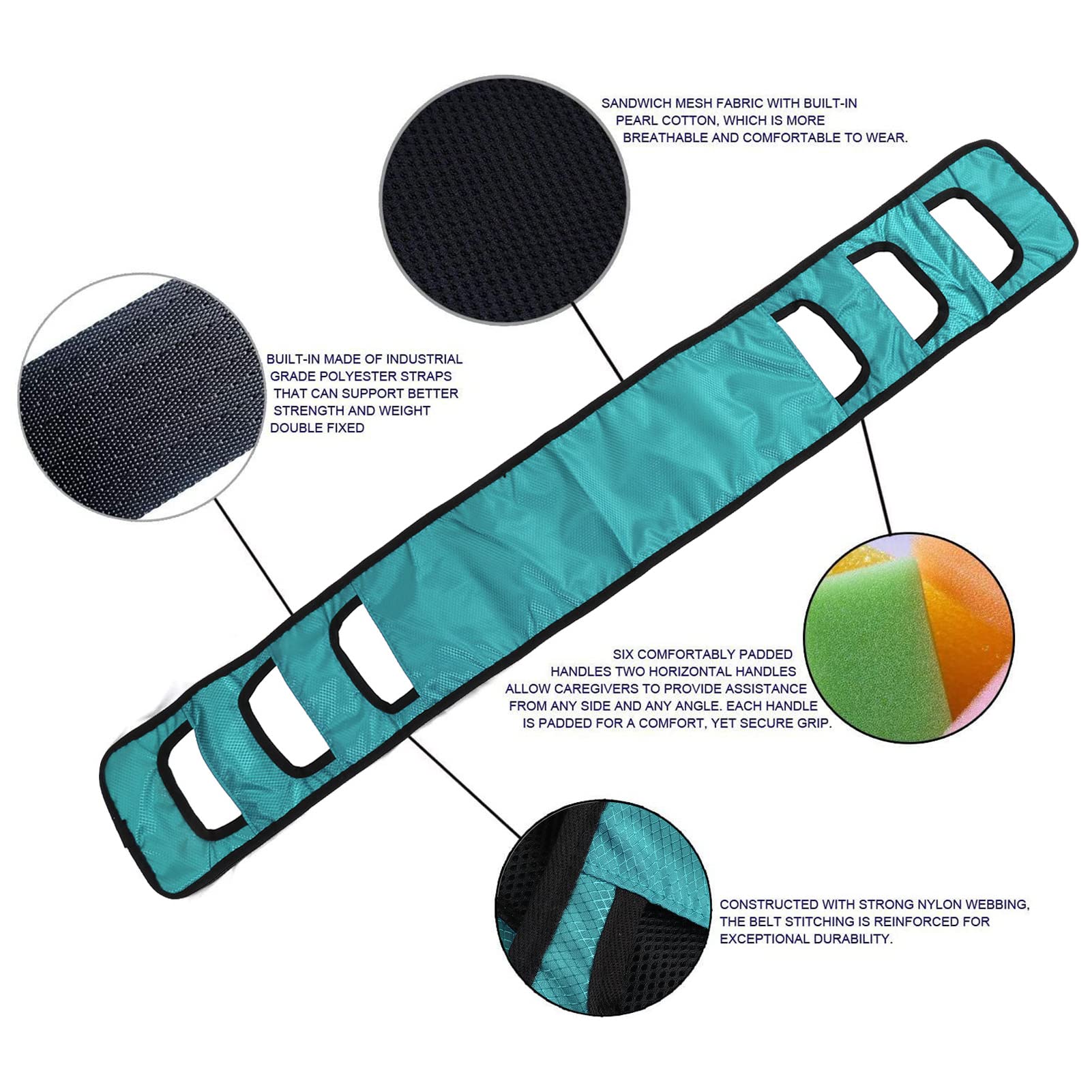 Topyond Mobility Cintura di Trasferimento e Sollevamento, Assistenza per Il Sollevamento Dell'imbracatura per Anziani, Disabili e Pazienti, Fascia Sicura ed Ergonomica (Verde)