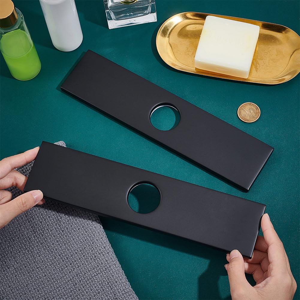 UNICRAFTALE 2 pz Copri Foro per Lavandino In Acciaio Inossidabile Piastra Da 250x60 mm per Vanità Del Bagno Nero 1/3 Fori Kitch Piastra per Rubinetto Rosetta Copertura Rettangolare Piastra