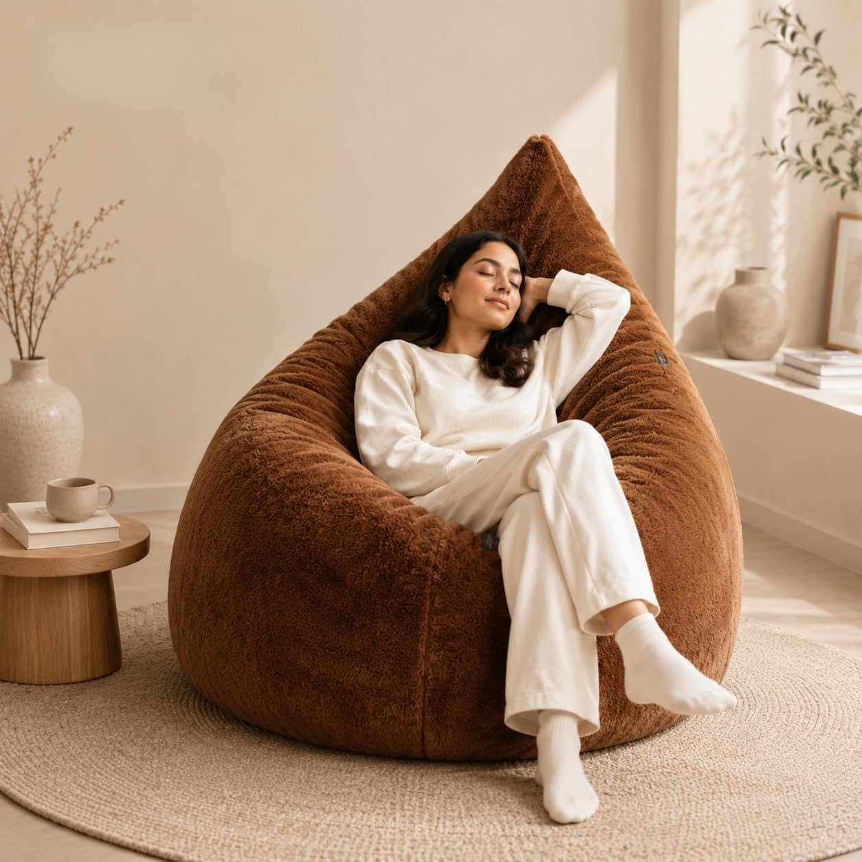 Mollismoons Bean Bag XXXL Size for Adults & Kids Fur bin Bag Luxury Bean Bag Chair (Bean Bag Without Beans Cover(Assembly Required), Dark Brown)-image-35