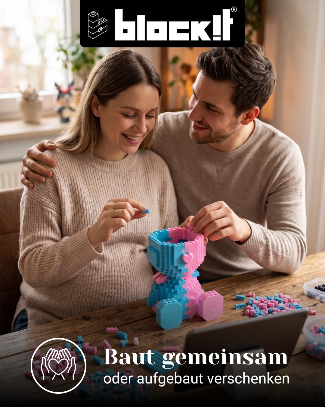 block!t Future Bear - Juego de bloques de sujeción 3D con LED dual, símbolo de esperanza y nuevos caminos, regalo significativo para adultos y niños