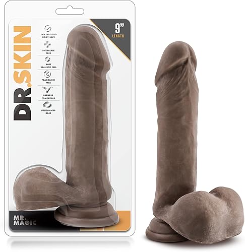 Juguetes sexuales Blush – Dr. Skin Mr. Magic – Consolador realista con bolas de 9 pulgadas – Circunferencia gruesa de 2 pulgadas BBC – Polla grande