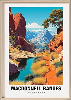 MacDonnell Ranges travel print wall art featuring a desert canyon landscape inspired by Alice Springs Australia ideal for living room, bedroom, or office decor