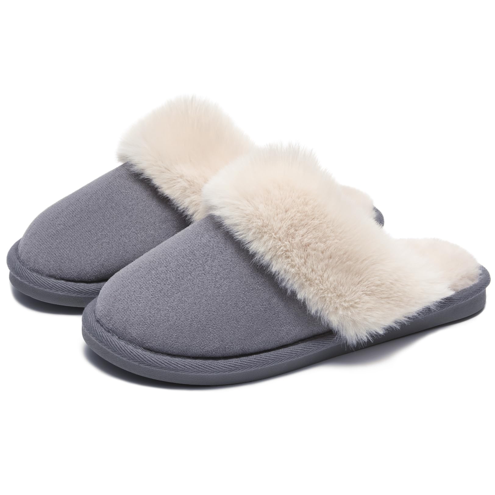 Misolin Damen Herren Hausschuhe Winter Warme Faux Pelz Slippers Weiche Flache Plüsch Pantoffeln Rutschfeste Outdoor/Indoor - mit super Qualität