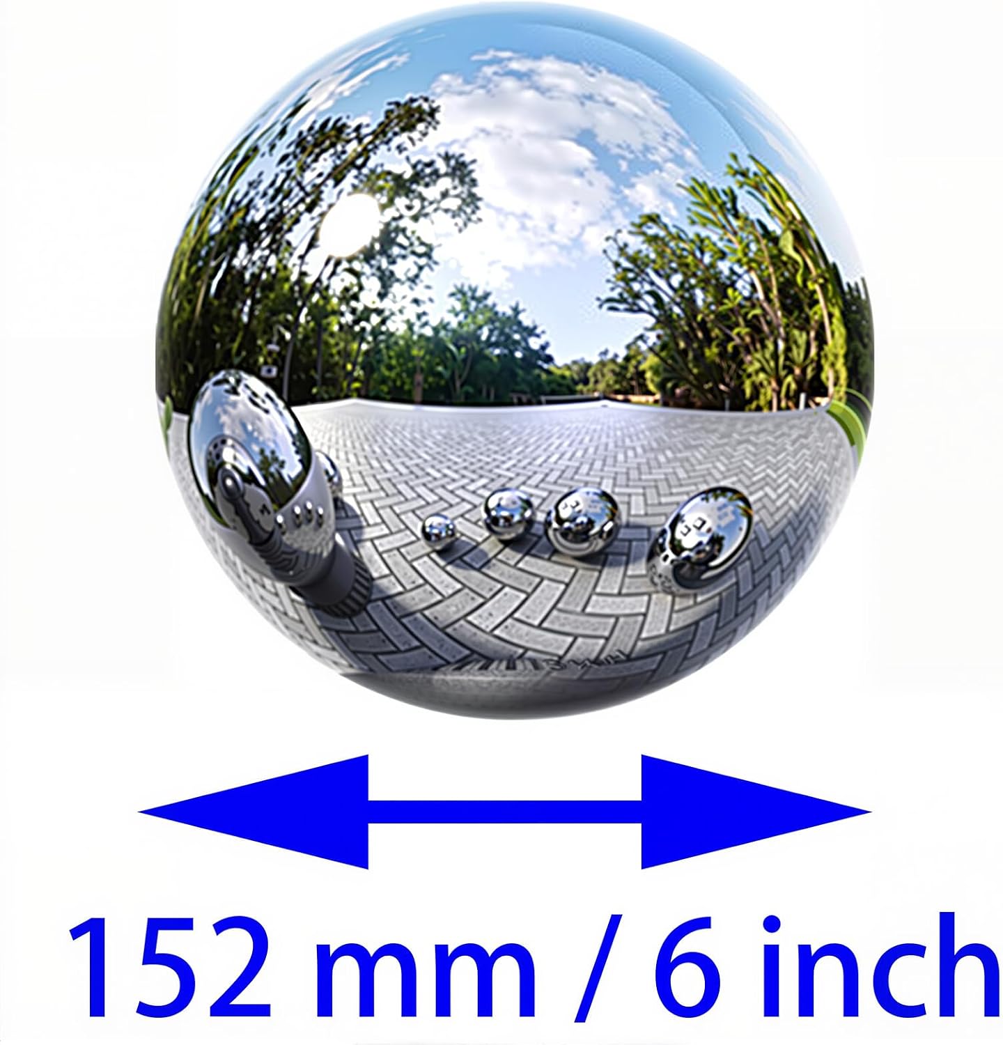 1 Pcs Stainless Steel Hollow Gazing Ball 6 Inch / 15 cm Mirror Polished Shiny Sphere for Various Indoor or Outdoor Scenes