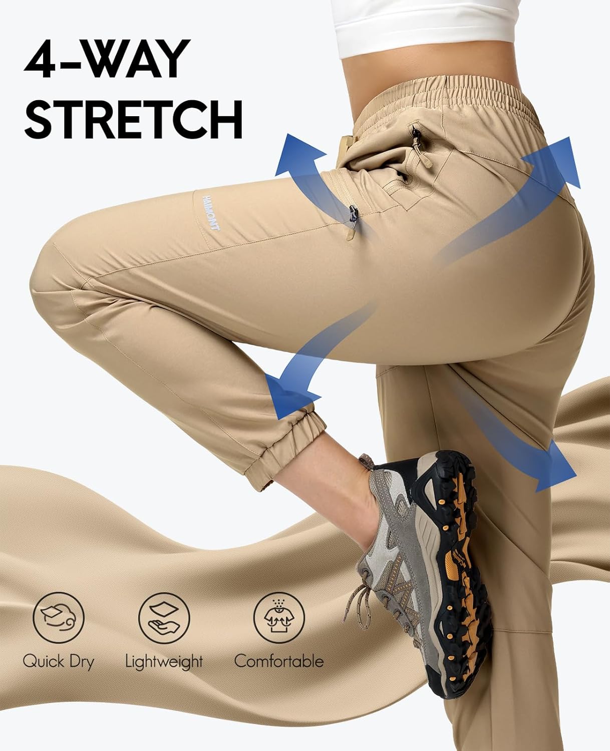 Haimont Women’s Jogger Hiking Pants with Zip Pockets Lightweight Quick Dry Cargo Pants for Outdoor, Water-Resistant - Image 4