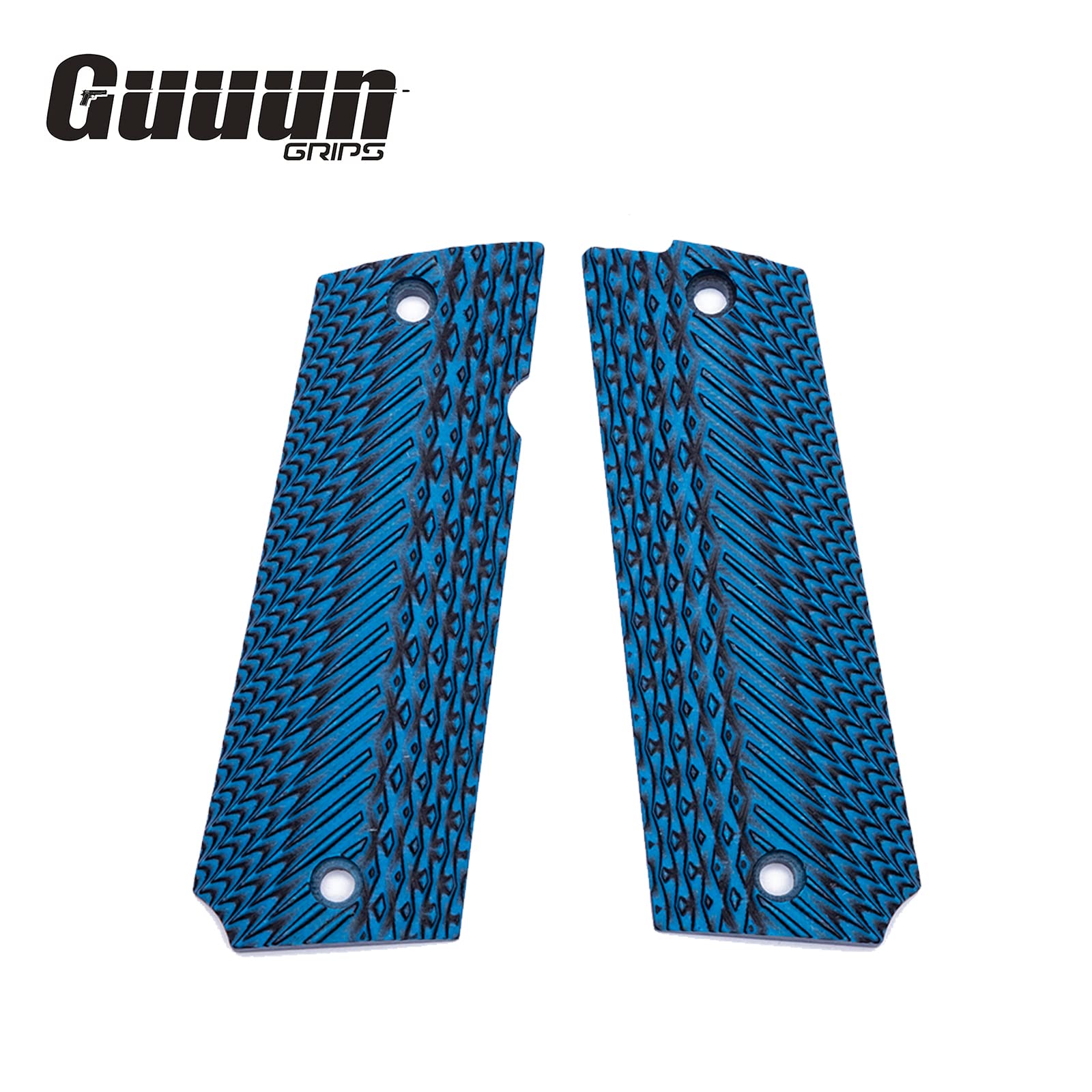 Guuun G10 Grips for Llama MAX-1 C/F or L/F, Diamond Cut Texture - Blue