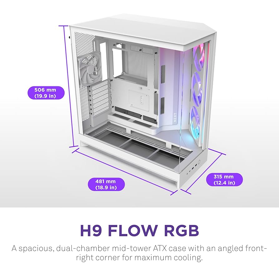 NZXT H9 Elite Flow RGB＋ NZXT H9 Flow RGB+ (2025) Dual-Chamber Mid-Tower Case w/RGB