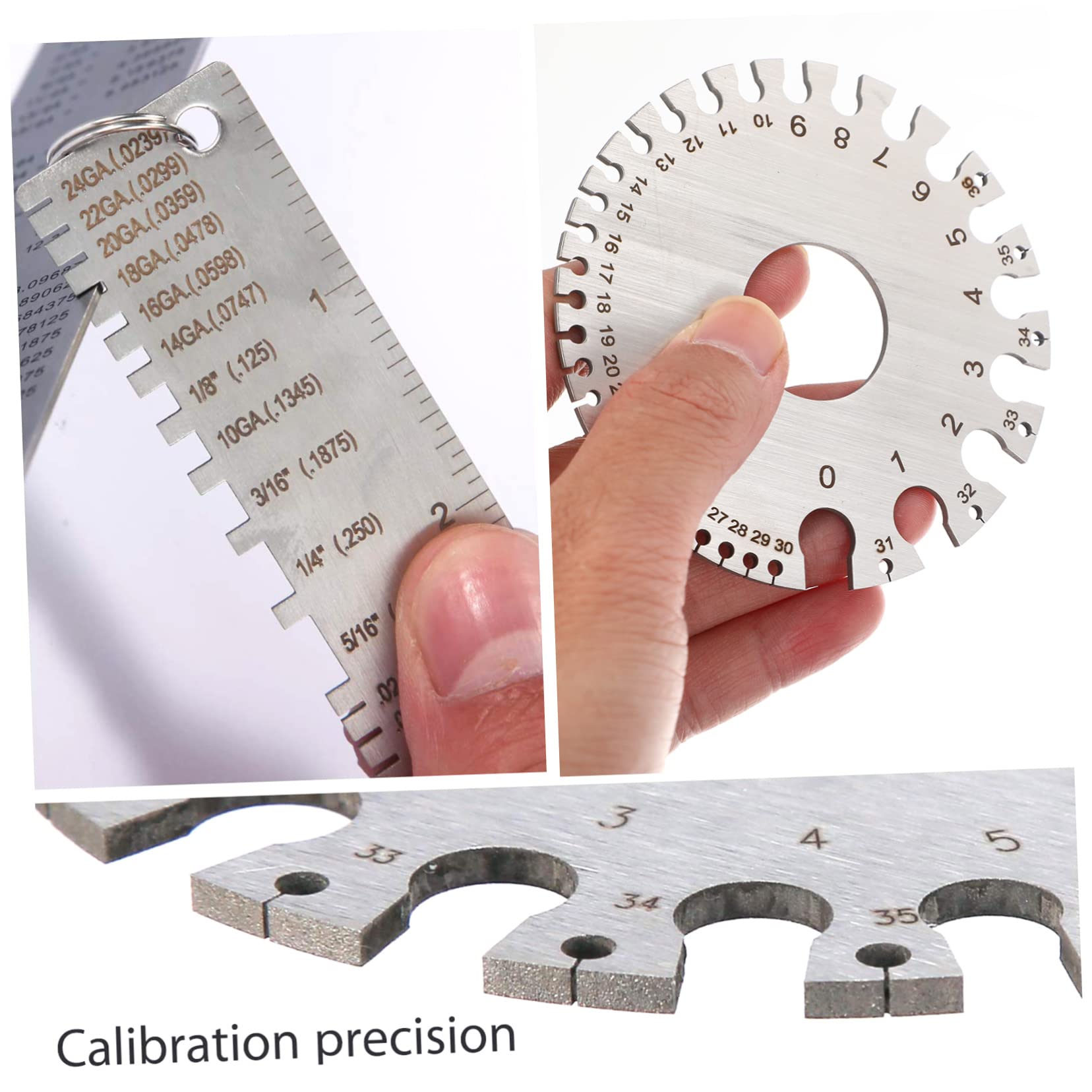 OUNONA Stainless Steel 3-in-1 Wet Film Comb Thickness Gauge Round Cable Sheet Gage Set Heat-Treated for Durability Dual-Sided for Multiple Applications