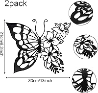 Vista 2 de Garden 4 you 2 piezas de decoración de mariposa decoración de pared de metal decoración de flores arte de pared para dormitorio, sala de estar