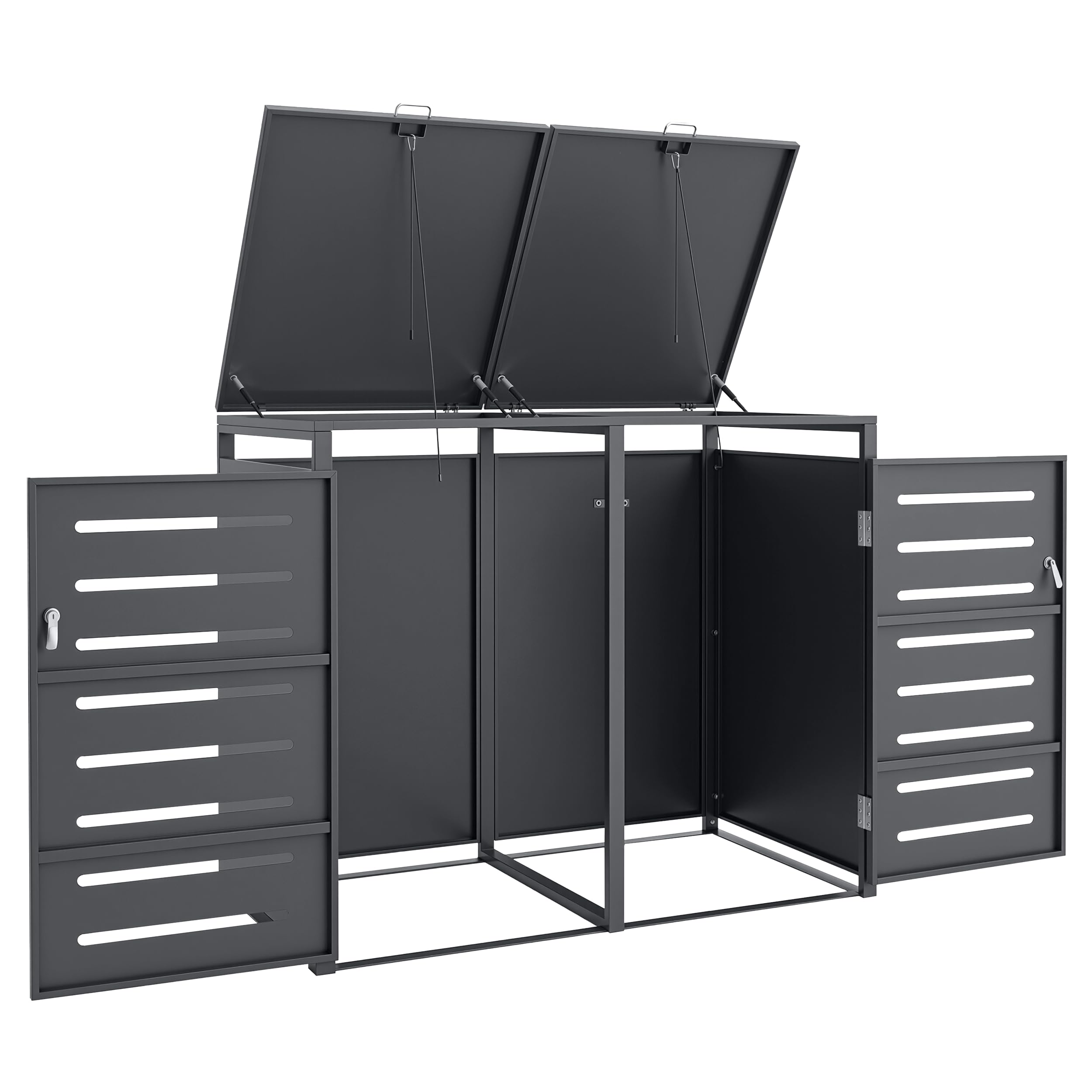 Sillar Mülltonnenbox 2er aus Metall für 120/240 L, Anthrazit, abschließbar