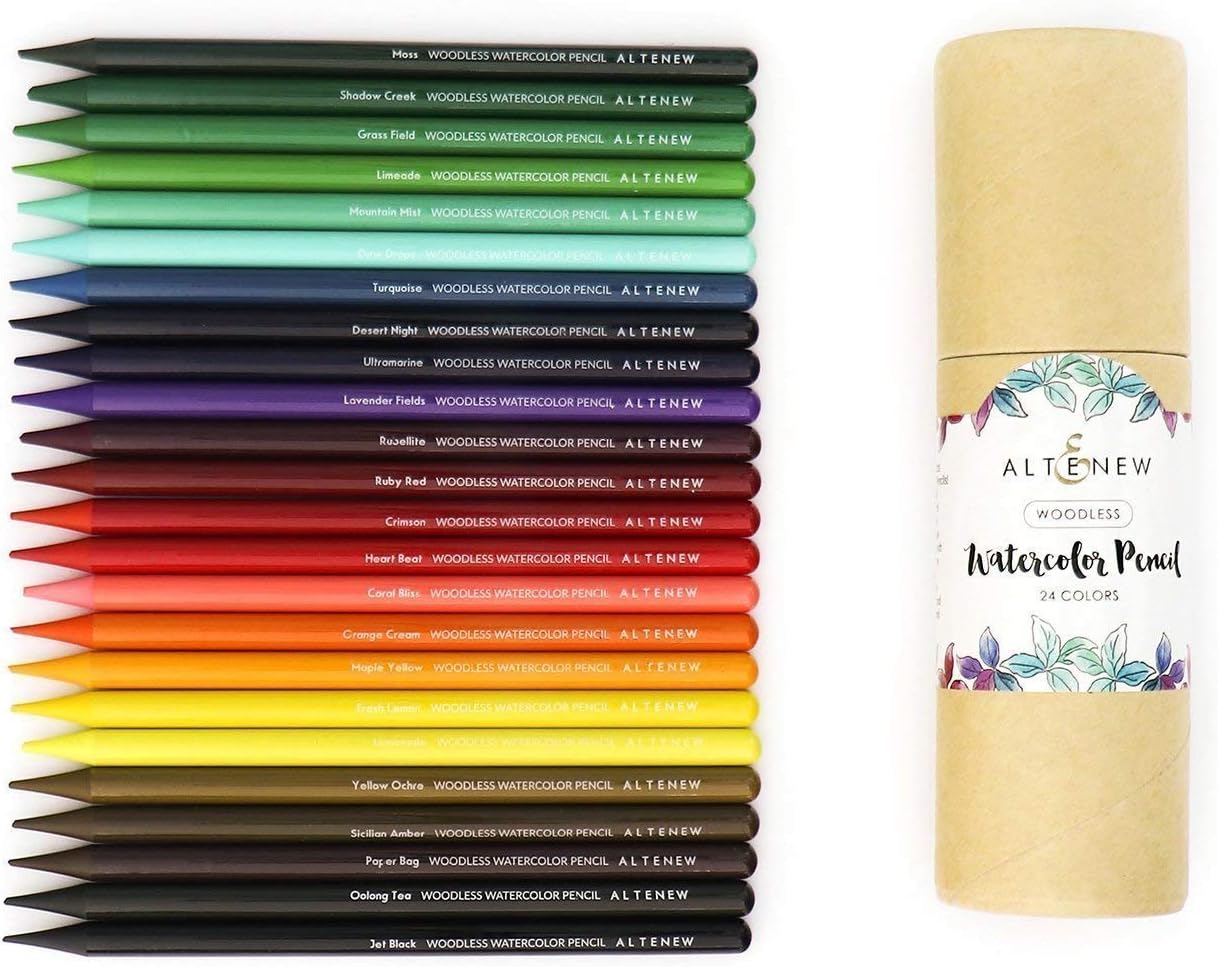 Altenew Woodless Watercolor Pencil 24 Set, Pre-Sharpened, Easy Blending, Artist Watercoloring, Artist Coloring Pencils, Dissolves Smoothly