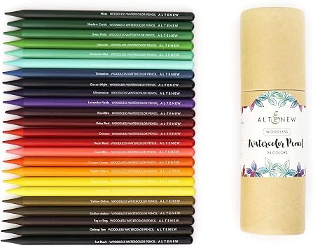 Altenew Woodless Watercolor Pencil 24 Set, Pre-Sharpened, Easy Blending, Artist Watercoloring, Artist Coloring Pencils, Dissolves Smoothly