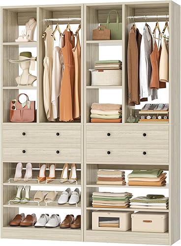 Vista 14 de Sistema de armario pequeño, sistema organizador de armario de 28 pulgadas/2.3 pies con cajones y estantes, sistemas de armarios para armarios Blanco