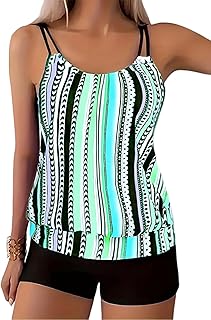 ZAFUL Two Piece Tankini Swimsuit for Women Tummy Control Bathing Suit with Boy Shorts Blouson Swimwear Price In India