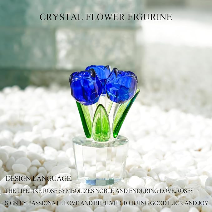 Figura de Rosa de Cristal Azul para Regalo miniatura 5