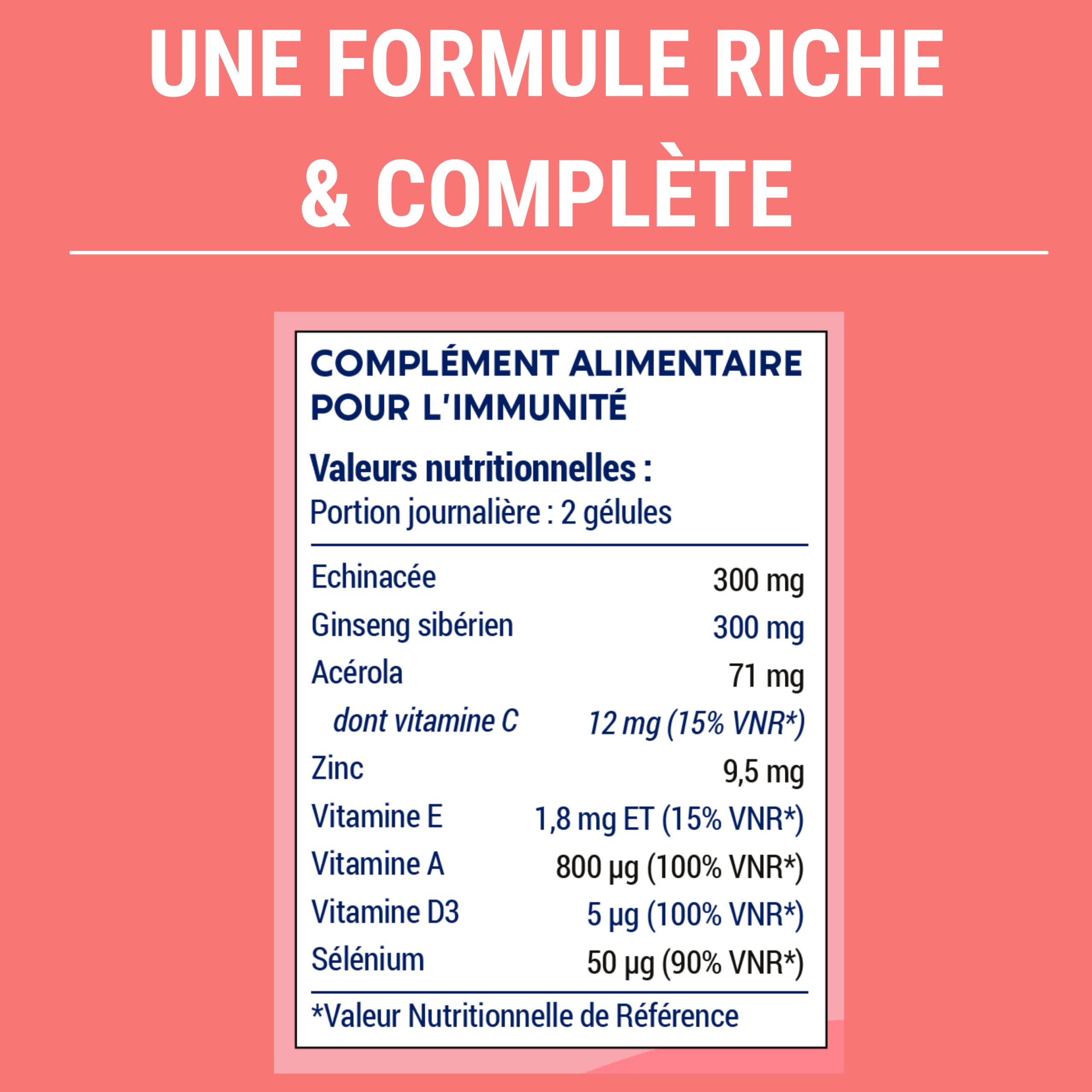 FORMULE IMMUNITE & MULTIVITAMINES | Complement Alimentaire | Vitamine c Vitamine e Vitamine a + Phyto complexe 100% naturel : Echinacée Ginseng Sibérien Acérola Zinc Sélénium | 60 gélules