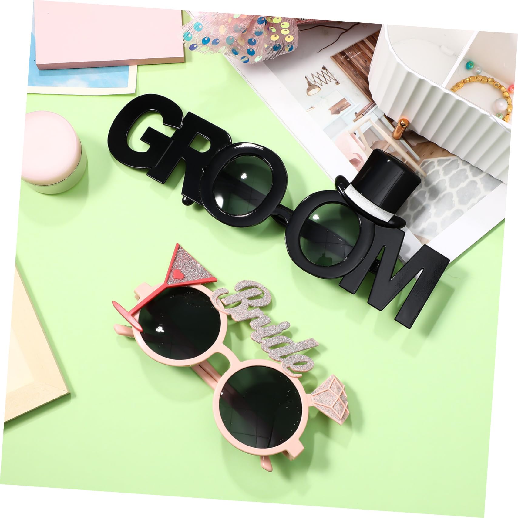 5 Sätze Braut Bräutigam Brille Wein Party Gläser Für Die Hochzeitsdusche Bräutigam Sonnenbrille Für Hochzeit Hochzeitsbrille Prop Requisiten Für Die Hochzeit Plastik 2 Stücke * 5