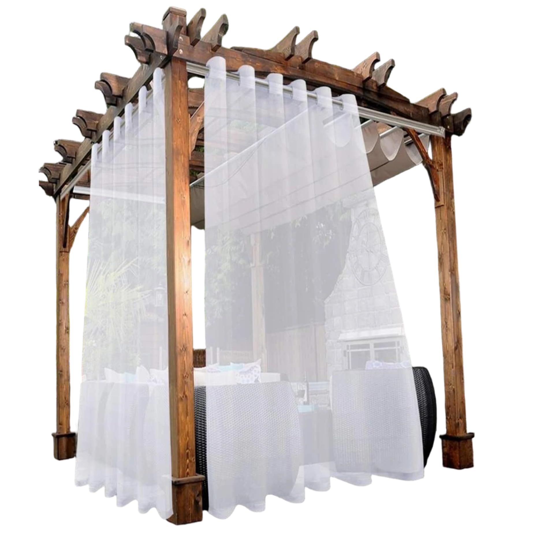 Rideaux de patio extérieurs contre le vis-à-vis | Tissu imperméable blanc anti-regards