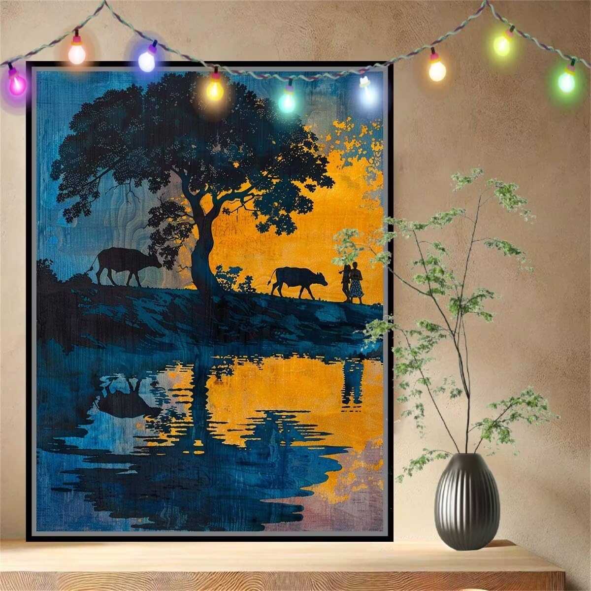 Paesaggio,Mucca Kit per Dipingere con i Numeri,Fai da Te Quadri da Dipingere Numerati per Hobby Creativi Adulti,Kit di Pittura a Olio su Tela Principianti per Decora la Casa Regalo 100x133cm 54N-6119
