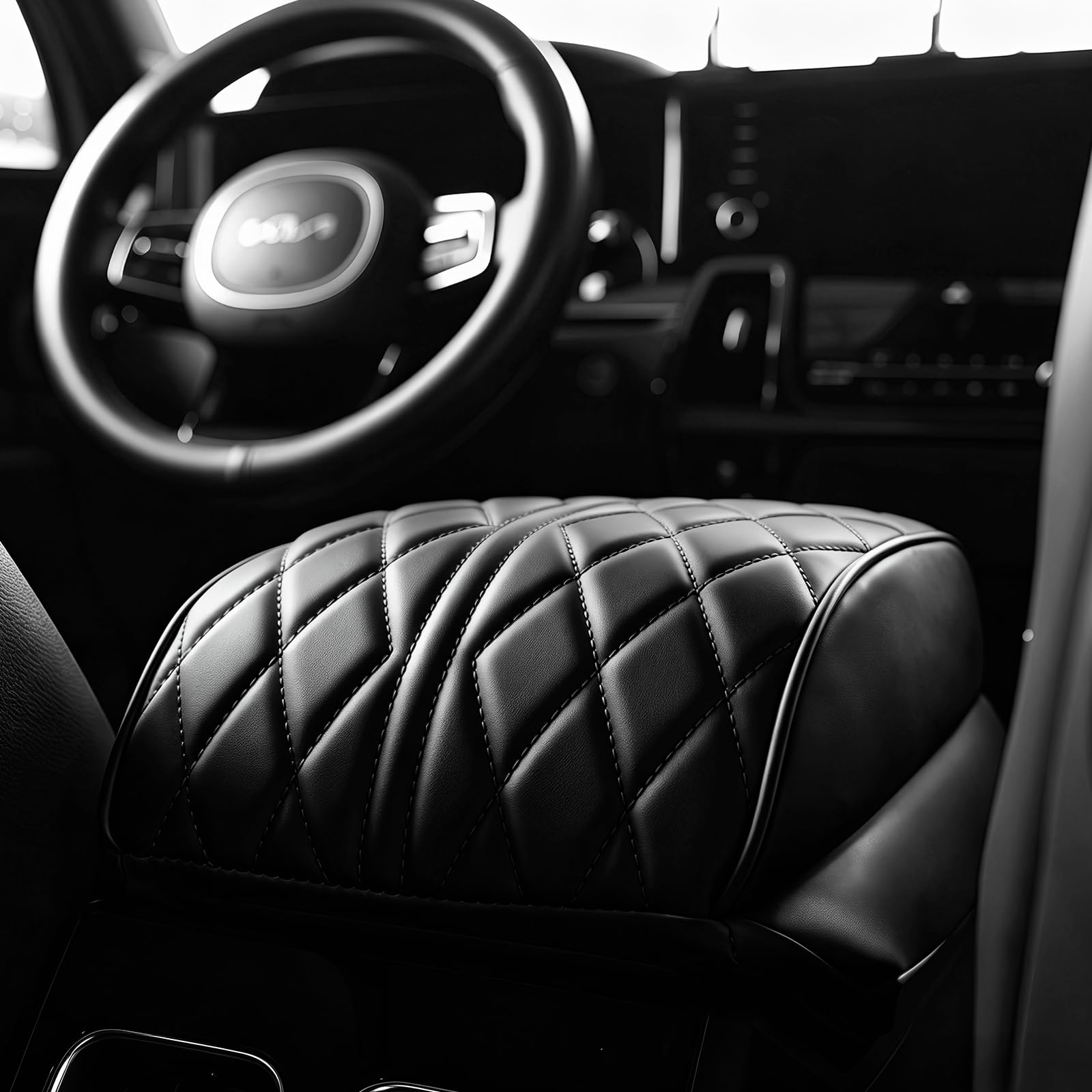 YOUTOOCAR Fodera per bracciolo centrale compatibile con Kia Sorento 2021-2026, accessori per bracciolo in pelle trapuntata (nero)