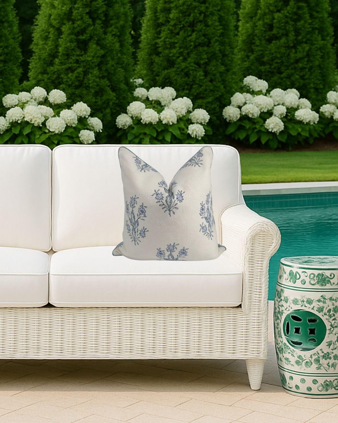 Throw Pillow for Outdoors Mary Off-White Periwinkle Floral Pillow Cover Grandmillennial Pillow Cover 19" x 19" 48 cm x 48 cm Grandmillennial Home Decor (19" x 19") - Image 3