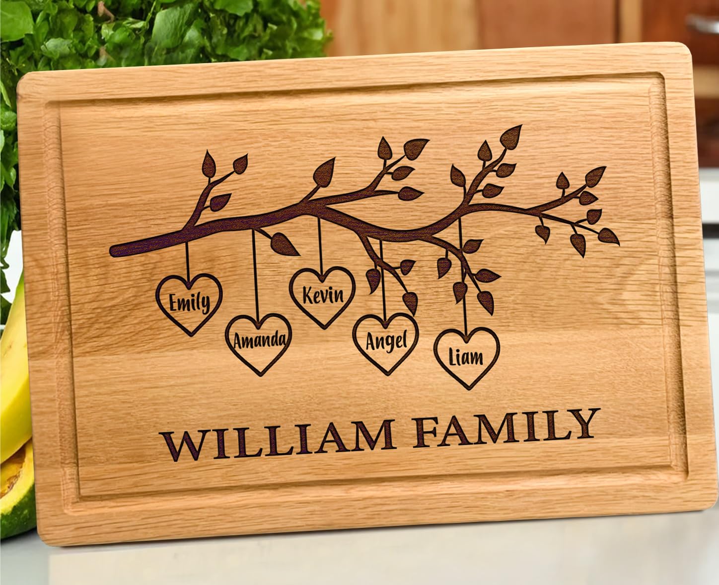 Personalized Cutting Board Gift for Mom, Grandma, Nana Custom Gifts, Mother's Day, Anniversary, Housewarming, New Home Decor Gift with Kids Names for Family, Parents, Grandparents