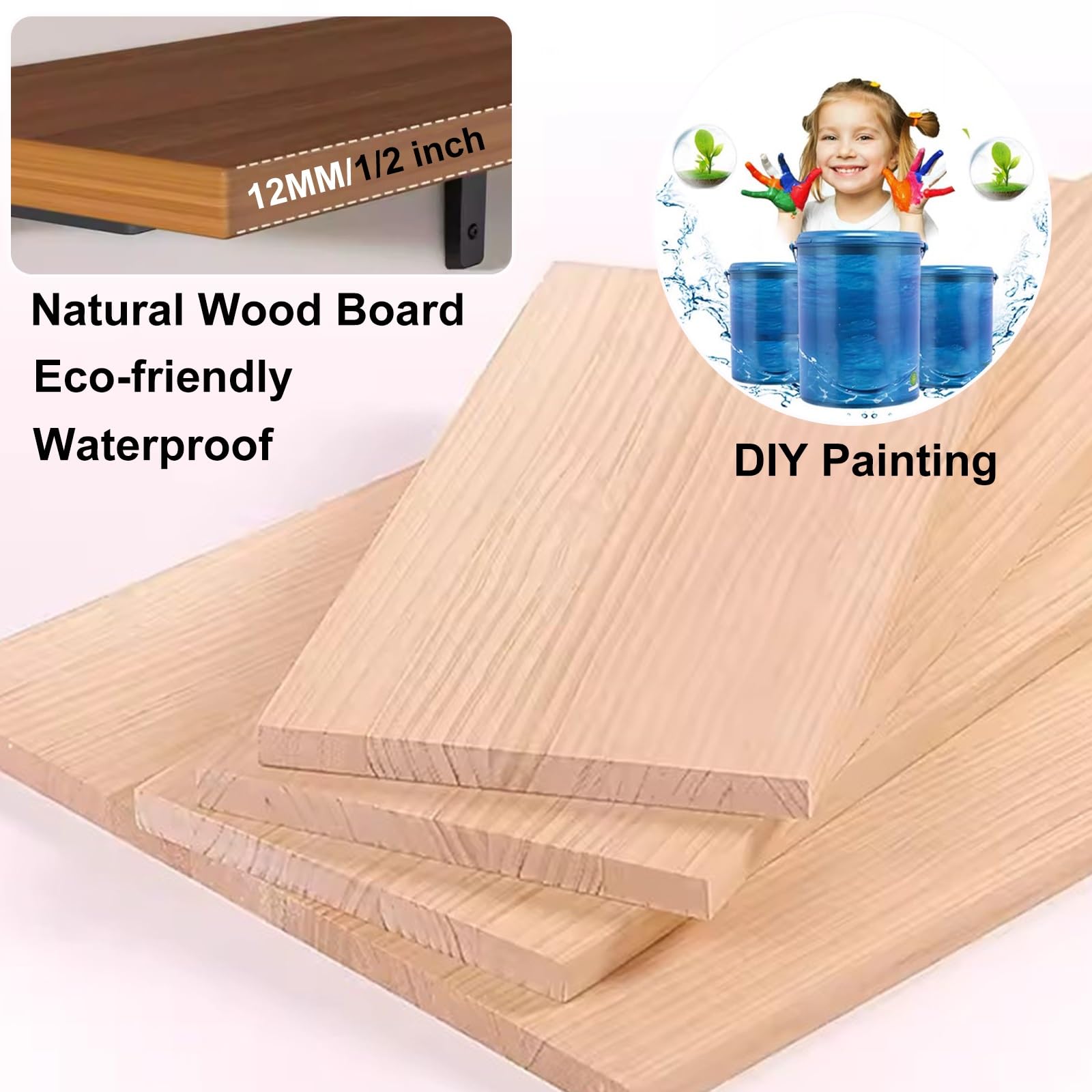 Scaffale sospeso in legno rustico da parete, perfetto per la decorazione della stanza, con staffe per cucina, bagno, camera da letto, soggiorno e ufficio