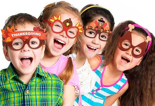 Miniatura 8 de Erweicet Regalos de fiesta de Acción de Gracias, 80 unidades, calcomanías de pavo para gafas, calcomanías de tatuaje, bolsas de regalo para niños,