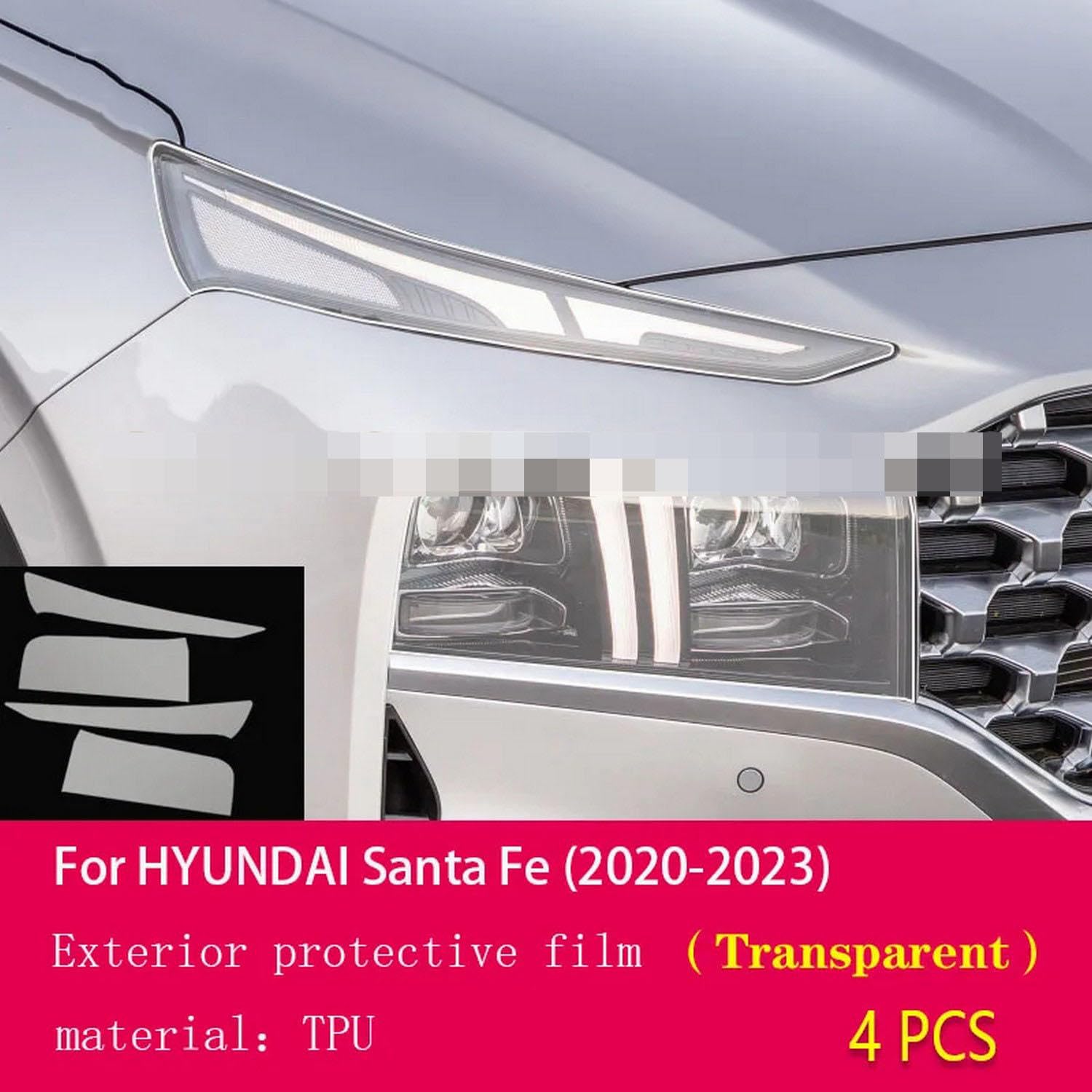 LAVIYE Przezroczysta folia ochronna PPF zewnętrzna samochodu TPU Anti scratch Folia ochronna reflektorów, do Hyundai Santa Fe 2020-2023