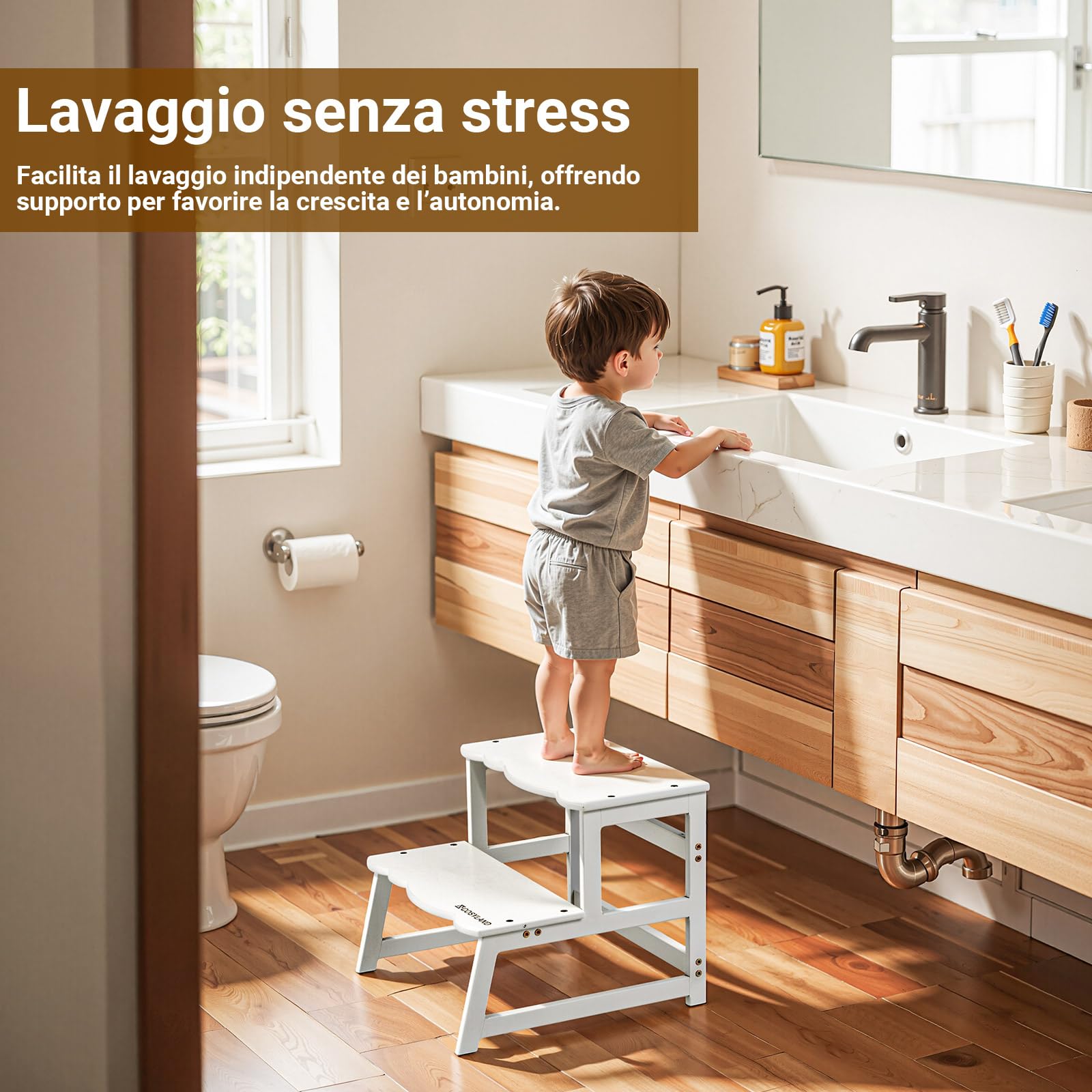 COSYLAND Torre Montessoriana 2 in 1 per Bambini con Protezione Rimovibile 136 kg Bianco