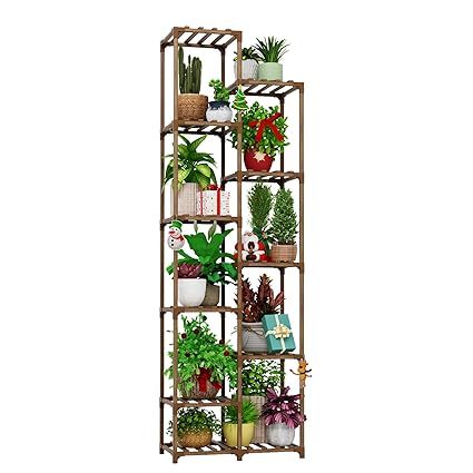 Bamworld Plant Stand Indoor Plant Stands Wood Outdoor Tiered Plant Shelf for Multiple Plants