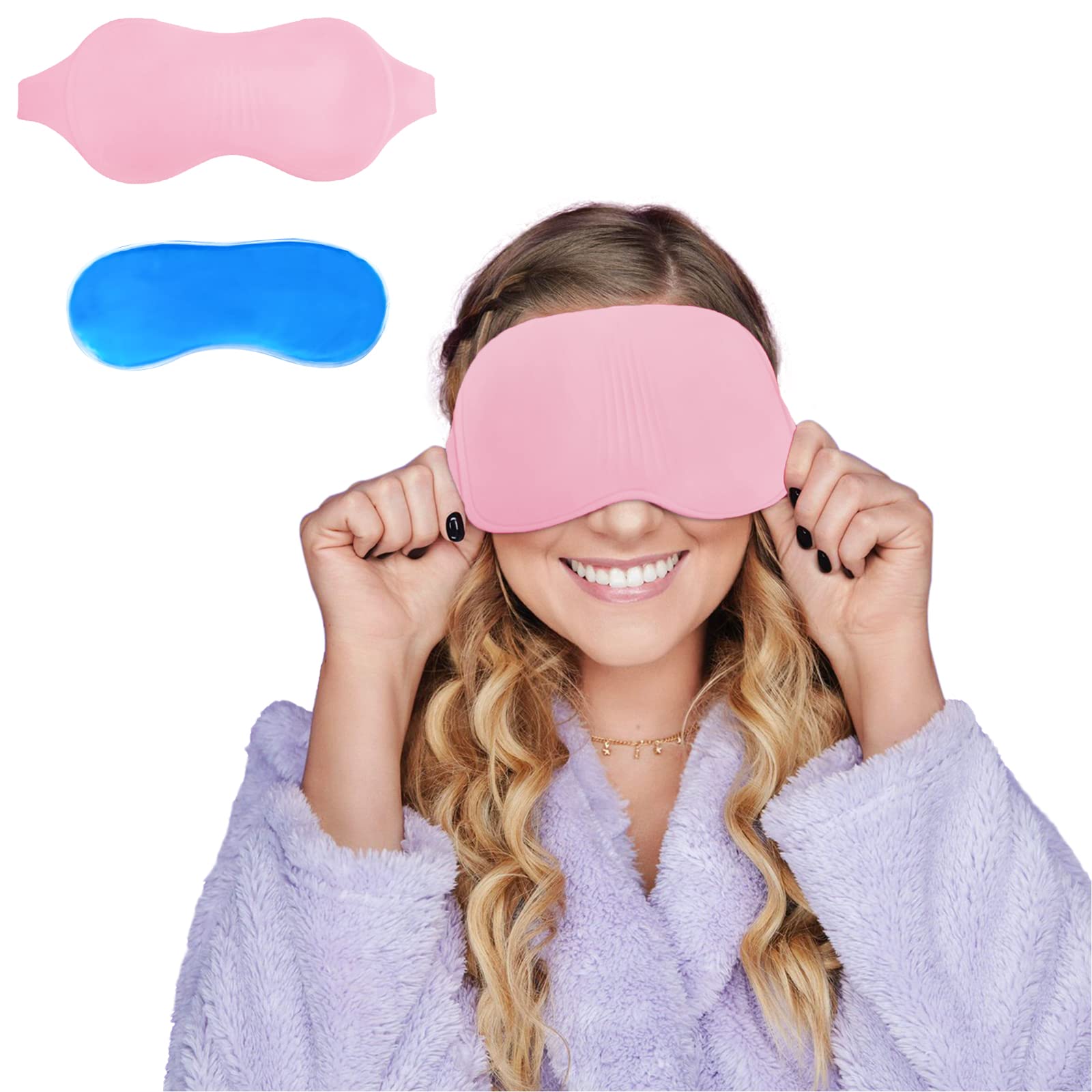 Photo 1 of AVJUTER Gel Eye Mask Reusable, Hot Cold Sleep Mask Compress Pack Eye Therapy for Dry Eyes, Puffy Eyes, Headaches, Dark Circles Pink
