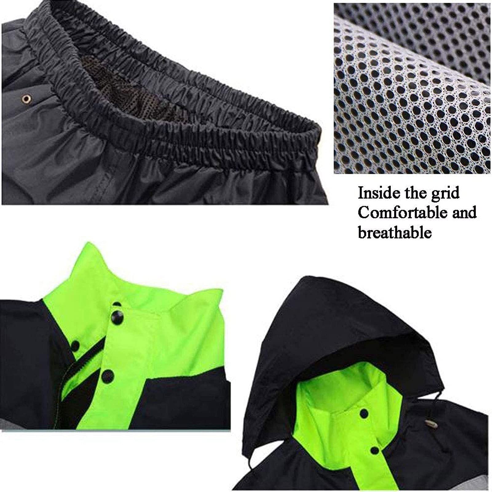 Manteau de pluie imperméable et pantalon de pluie - Veste légère et respirante - Coupe-vent à capuche - Pour adultes - Réfléchissant - Pour activités de plein air - Jaune - XXX-Large