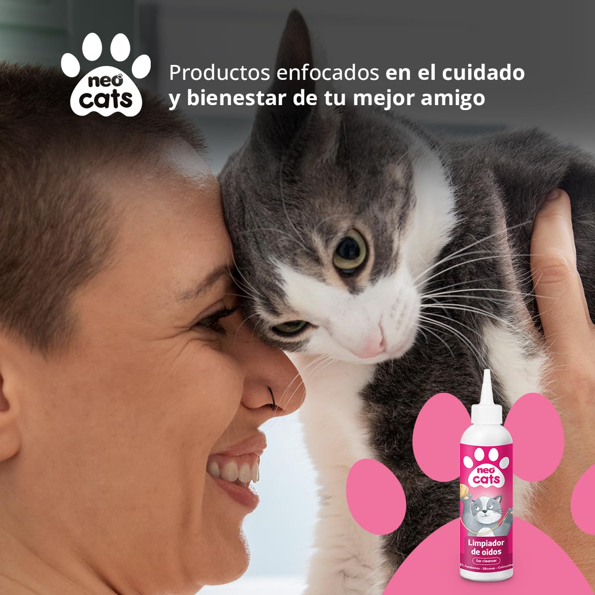 Limpiador de Oídos para Gatos con Árbol de Té y Aloe Vera - Previene Otitis, Ácaros y Reduce el Mal Olor - Fórmula con pH Adaptado y Extracto Natural - 125 ml