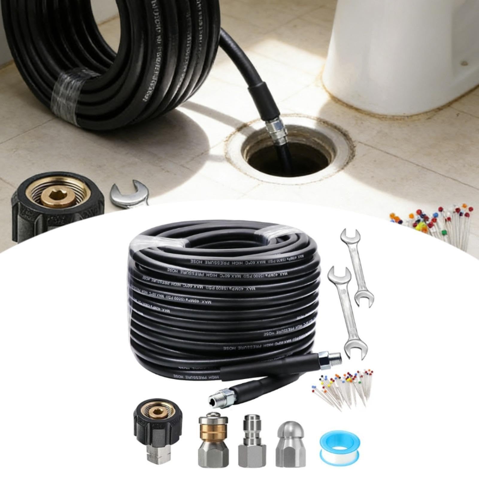 Kit per La Pulizia degli Scarichi, Accessori per Il Lavaggio Auto, Pulizia di Patio, Versatile, Impermeabile, per Uso Esterno, Stile J