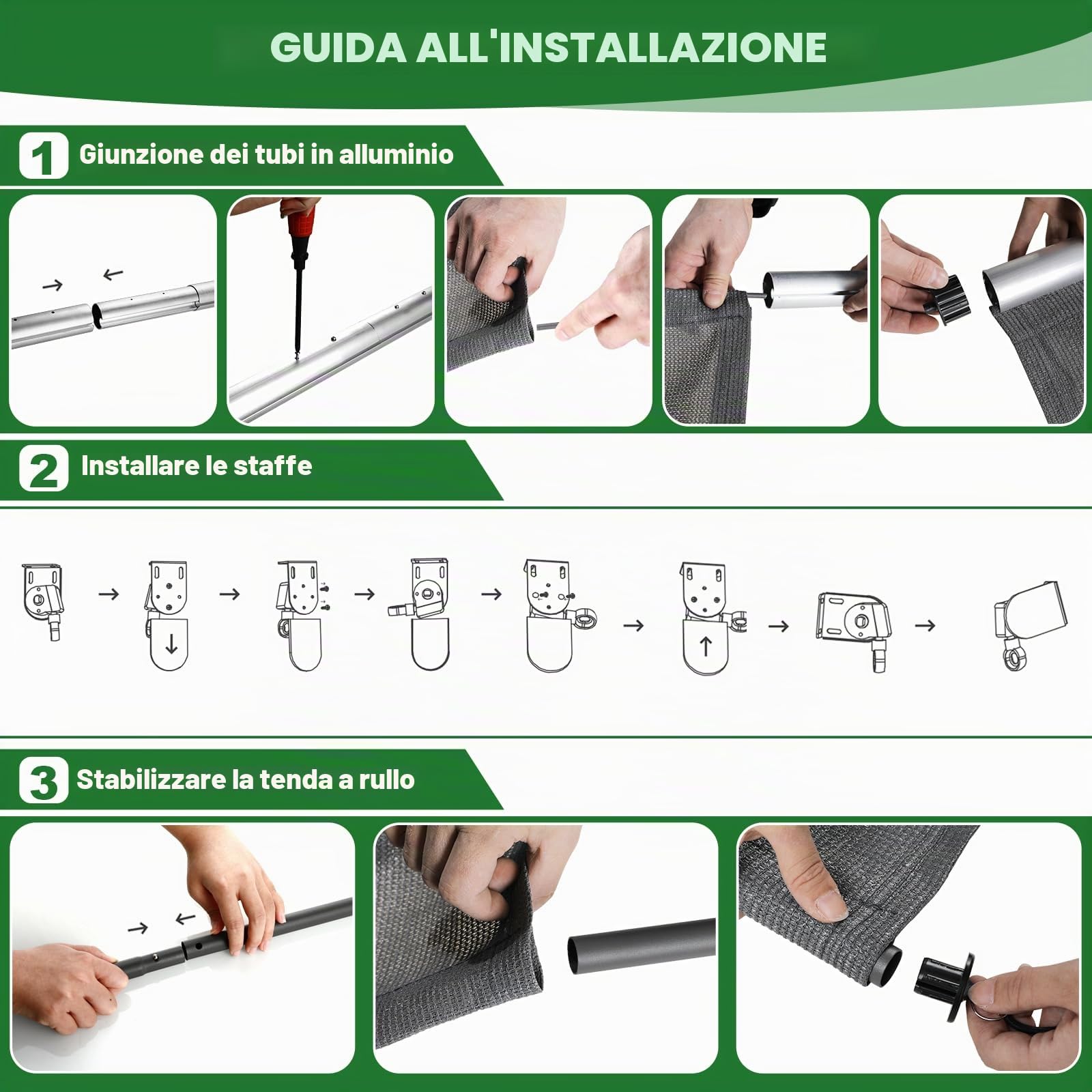 LIFERUN Tenda da sole verticale a rullo, 300x240 cm, Tenda verticale, HDPE