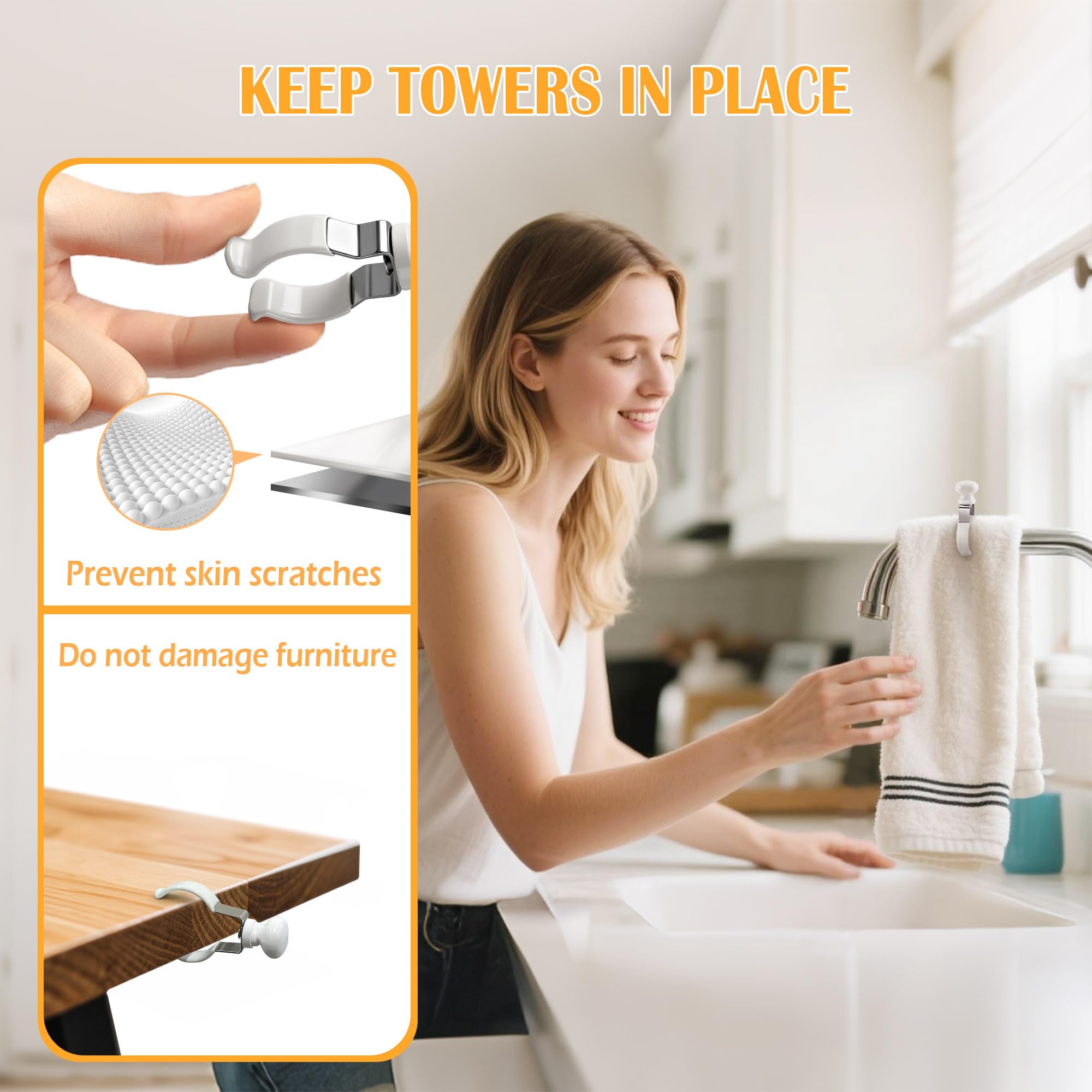 Metal Towel Clips with Wooden Handle - Kitchen & More -7 Metal Towel Clips with Wooden Handle - Kitchen & More -7