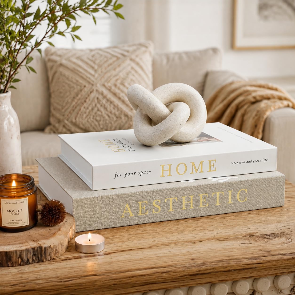 Aesthetic Decorative Books, Set of 2 Boxes for Coffee Table & Mantel Decor