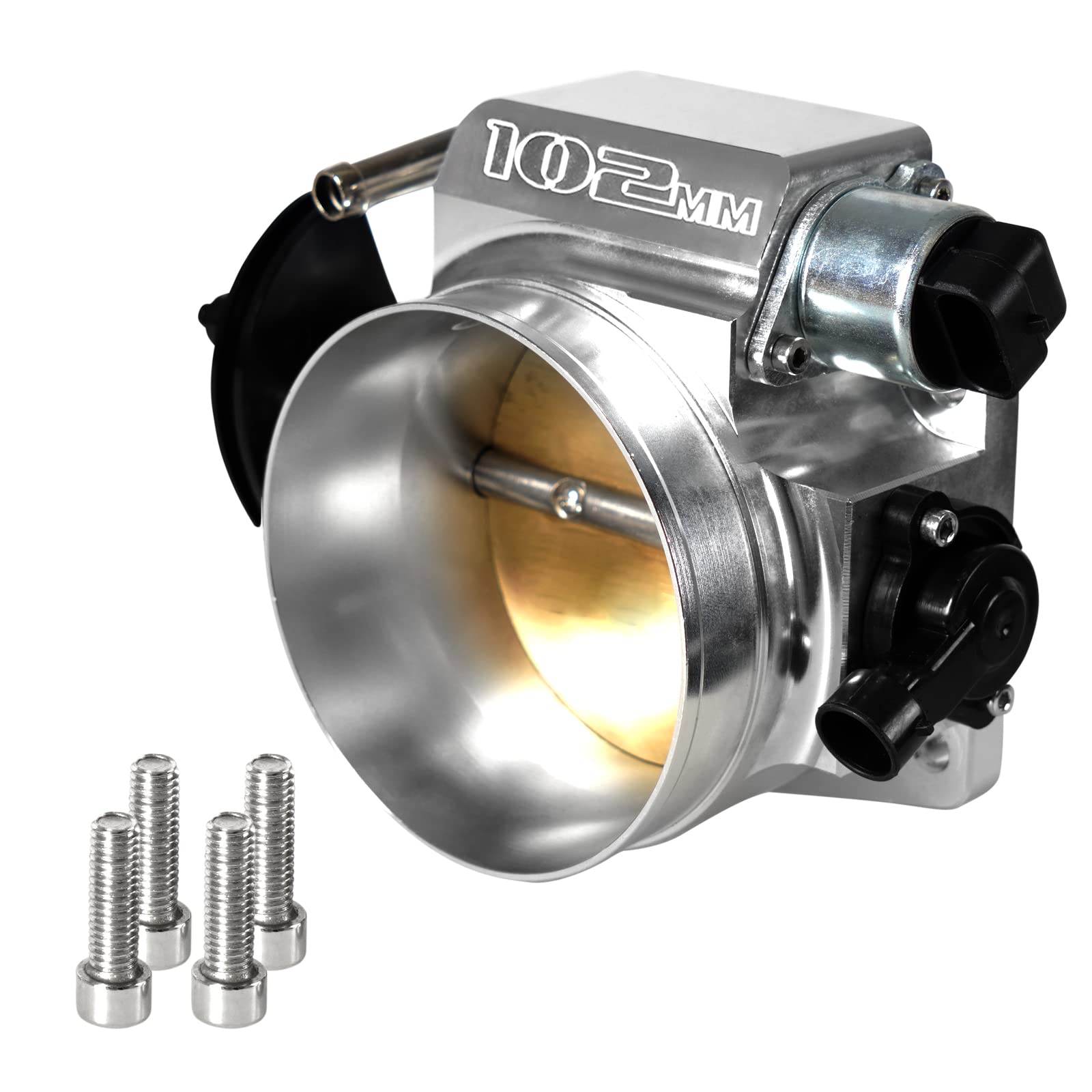102mm Throttle Body for LS1 LS2 LS3 LS6 LS7 LSX with Throttle Position Sensors TPS IAC Aluminum Silver HTRACING