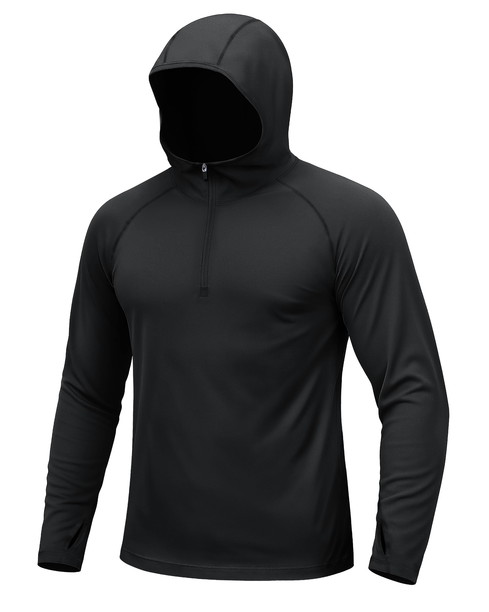 TACVASEN Mens Sun Protection Athletic Shirts UPF 50+ Rash Guard Long Sleeve Quarter Zip Sun Hoodie Running Fishing Shirt