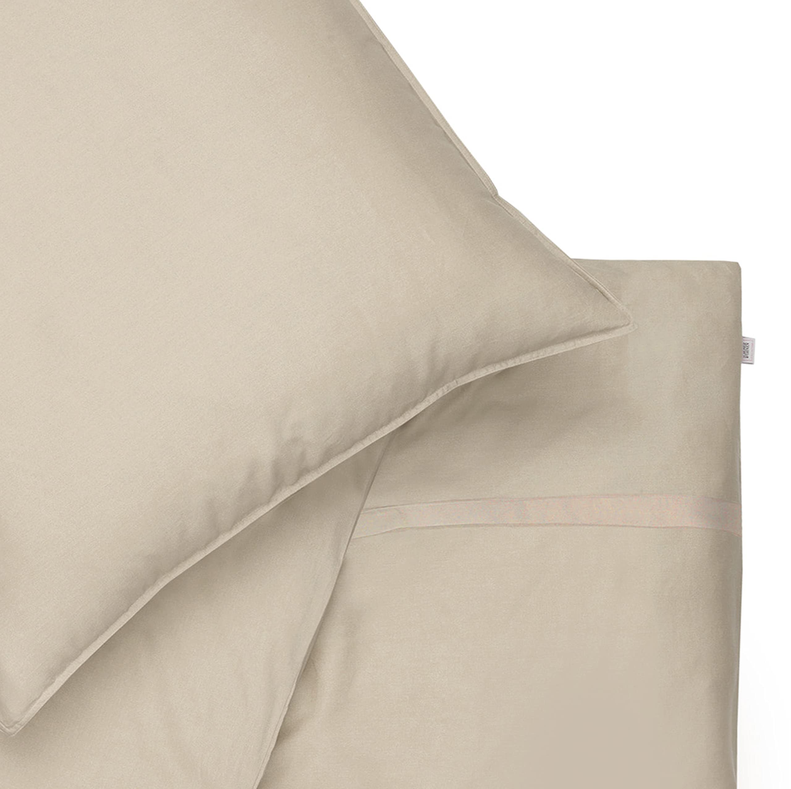 Ropa de cama Pure 135 x 200 arena – Ropa de cama de algodón – Juego de ropa de cama con funda de almohada de 2 piezas – Funda de almohada de 80 x