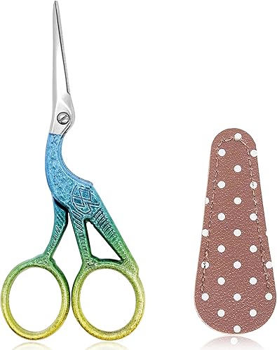 Miniatura 8 de BIHRTC Tijeras de ganchillo de 4.5 pulgadas con estuche, tijeras de bordado, tijeras afiladas de acero inoxidable para manualidades domésticas,