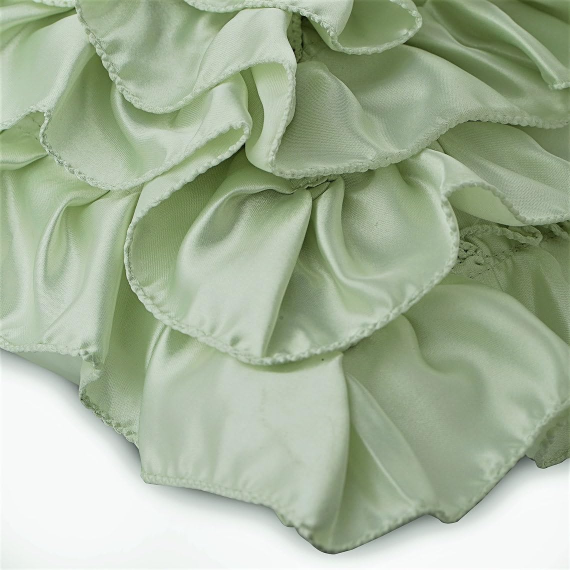 The HomeCentric Decorative Pillow Cover, Decorative Mint Green Pillow Covers 16x16 inch (40x40 cm) Satin Pillowcase with Zipper, Solid Color, Ruffles, Contemporary Pillow Cover - Mint Green Ruffles