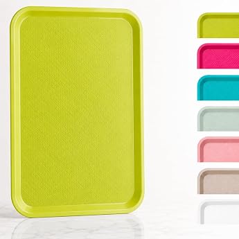 Serving Tray Plastic Tray Kitchen Tray Serving Trays Kitchen Rectangular Canteen Bistro Breakfast Tray Fast Food Stackable Textured Surface 41.5 x 31 cm Multicoloured