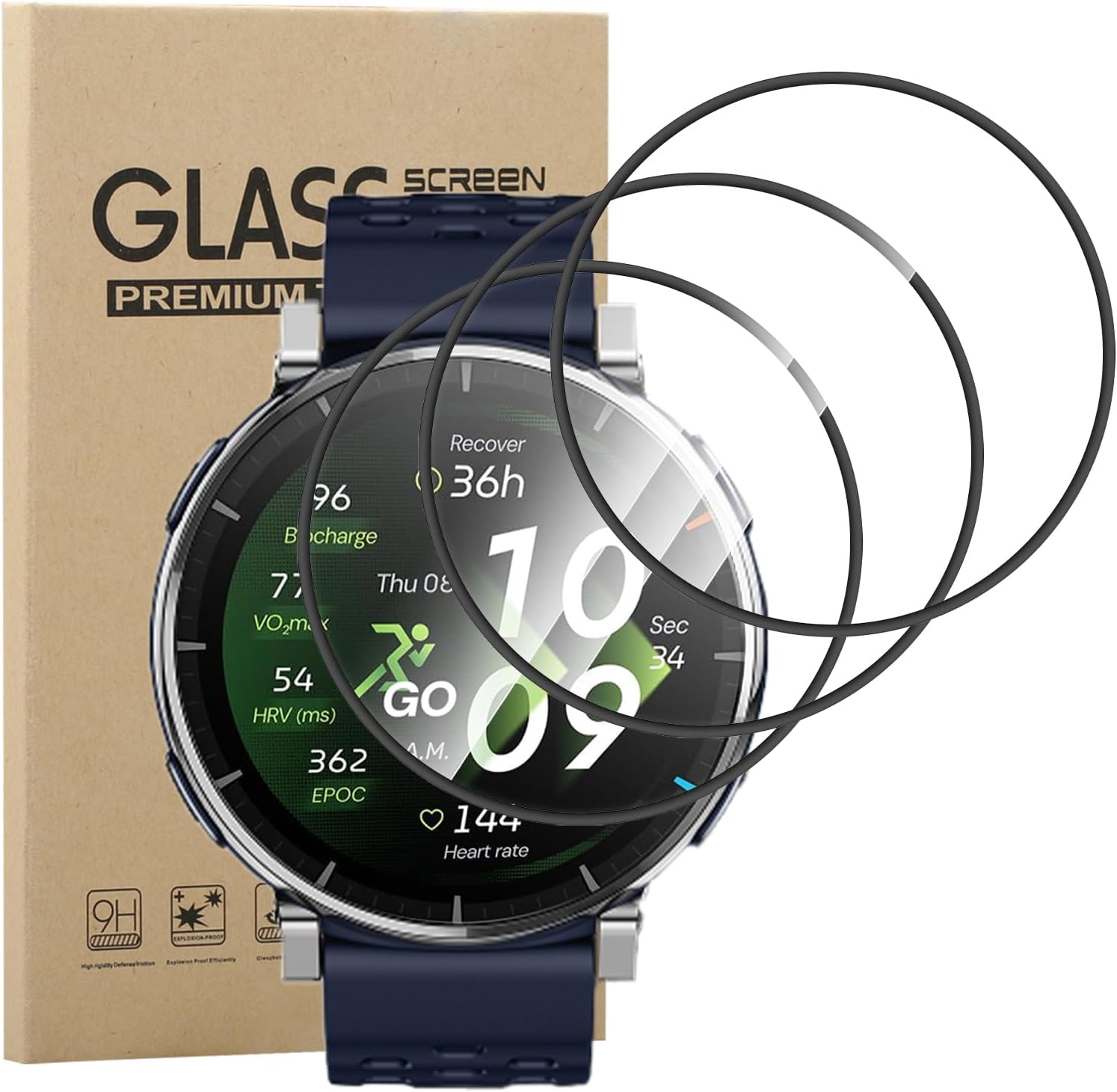 3 Pack Screen Protector for Amazfit Active 3 Premium, HD Clear 3D Full Curved Coverage, Anti-Scratch, Anti-Fingerprint Touch Sensitive Flexible Composite Material Screen Protective Film