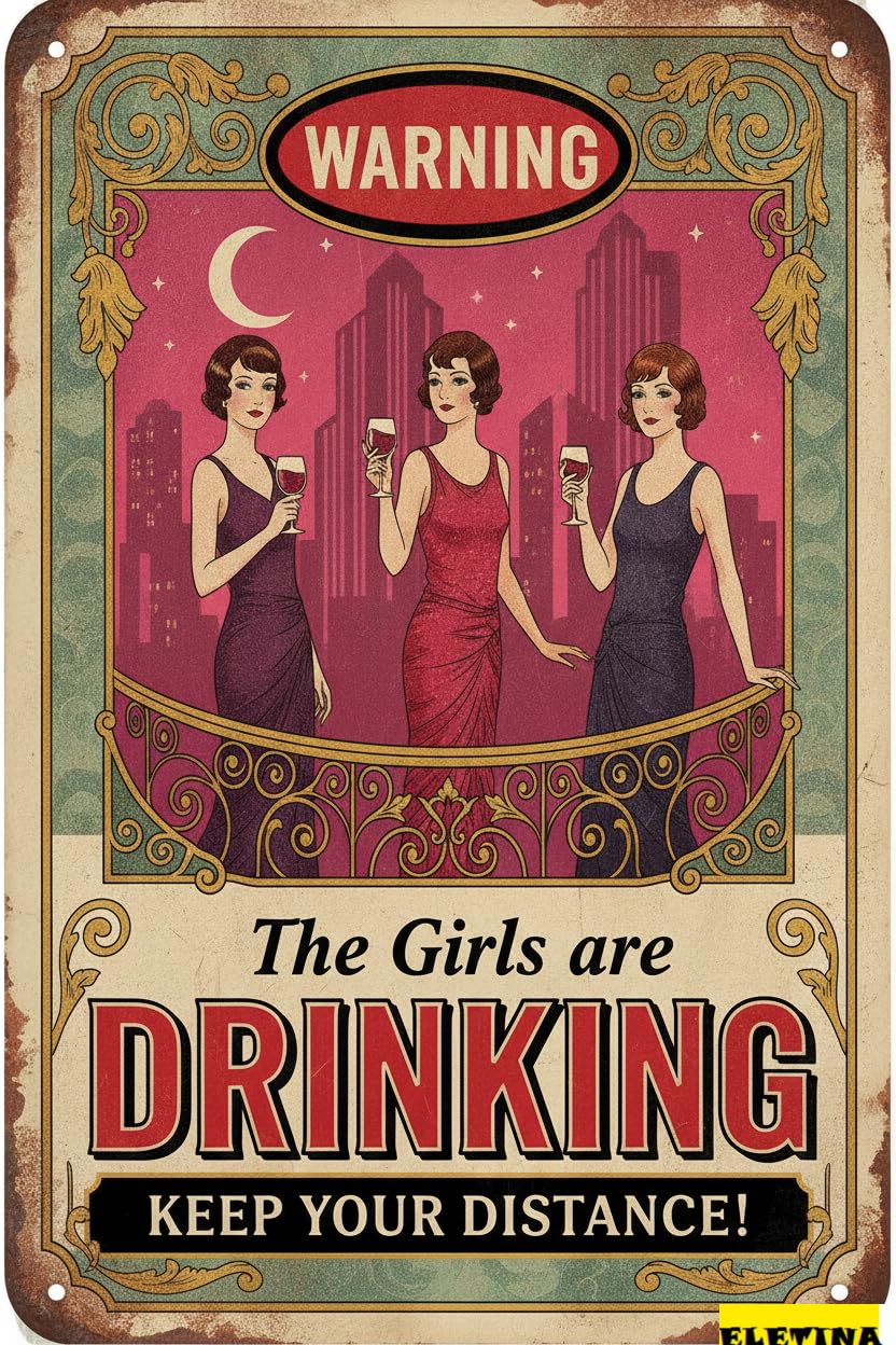 Personalized Sign for Man Cave She Shed Decor Warning Girls Drinking Metal Shed Art She Shed Funny Birthday Present Women Metal Shed She Shed Decoration 8x12in Private Property Decorative
